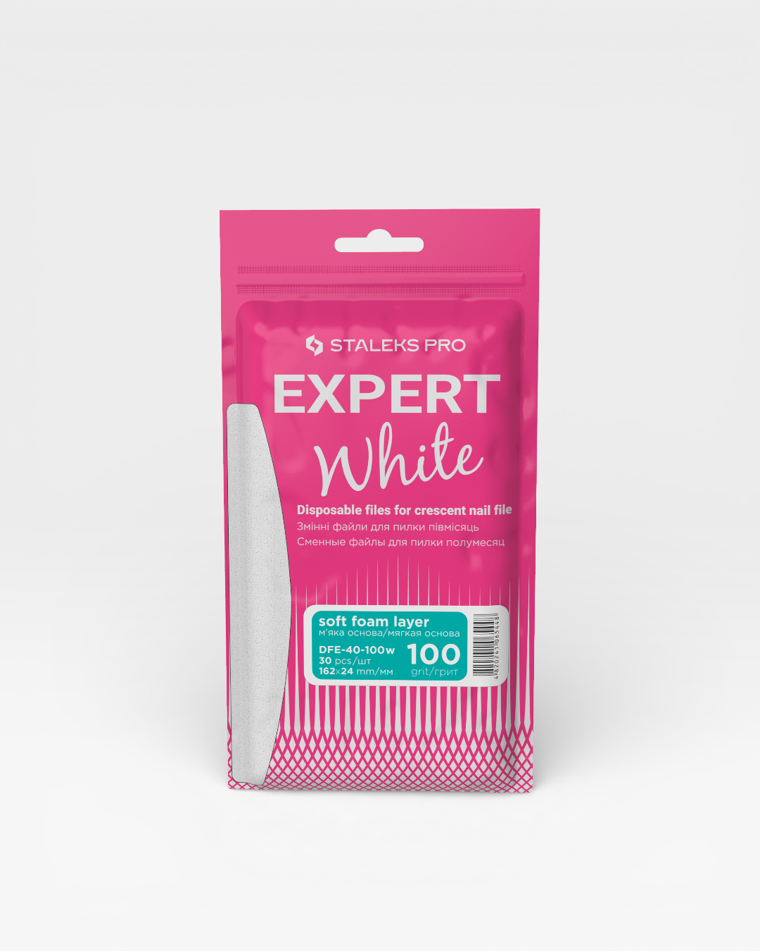 Limas Desechables Staleks Pro Expert White 100 Grit | Archivos Media Luna con Foam para manicura - Nails Design by Ani Ortiz Limas Desechables Staleks Pro Expert White 100 Grit Media Luna