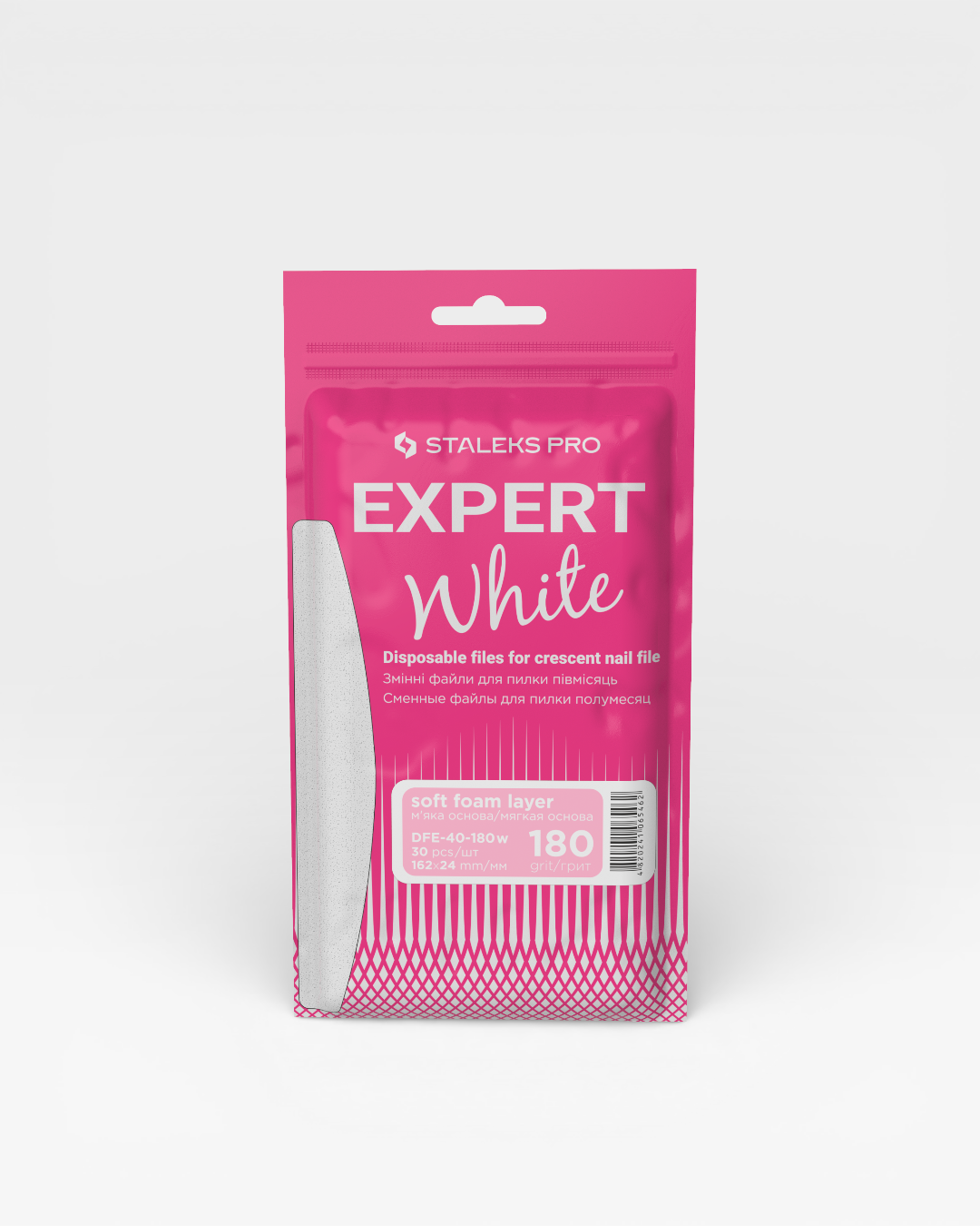 Limas Desechables Staleks Pro Expert White 180 Grit | Media Luna Con Base Foam Para Manicura - Nails Design by Ani Ortiz Limas Desechables Staleks Pro Expert White 180 Grit Media Luna