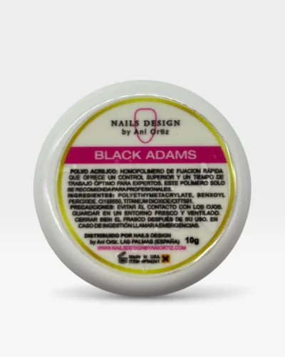 polvo acrílico black adams negro intenso textura ultra fina profesional